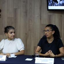 Directora de la asociación civil C-Integra, licenciada Alejandra Uribe Vázquez presentando el documental