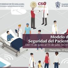 Postal del curso, imagen de médicos y pacientes