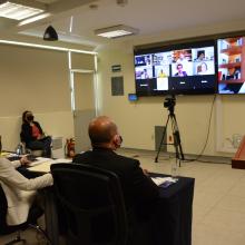 Rector General Doctor Ricardo Villanueva en videoconferencia durante informe